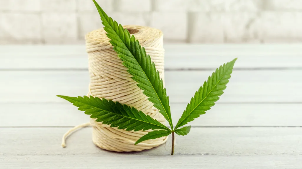 Hemp leaf with natural fiber twine spool